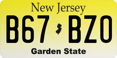 NJ license plate B67BZO
