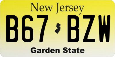 NJ license plate B67BZW