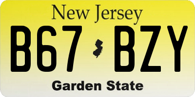 NJ license plate B67BZY