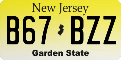 NJ license plate B67BZZ