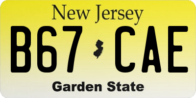 NJ license plate B67CAE