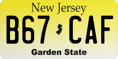 NJ license plate B67CAF