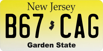NJ license plate B67CAG