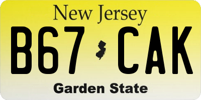 NJ license plate B67CAK