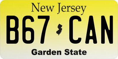 NJ license plate B67CAN