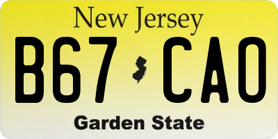 NJ license plate B67CAO