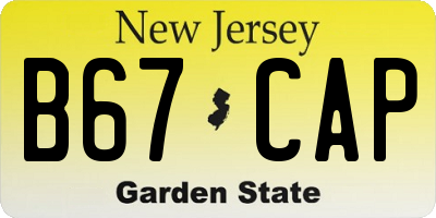 NJ license plate B67CAP
