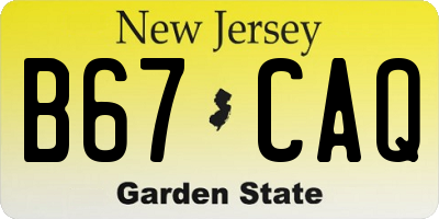 NJ license plate B67CAQ