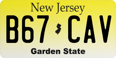 NJ license plate B67CAV