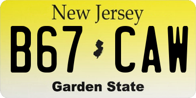 NJ license plate B67CAW