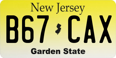 NJ license plate B67CAX