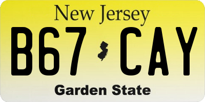 NJ license plate B67CAY