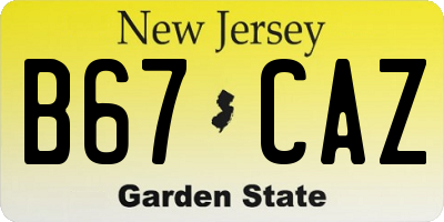 NJ license plate B67CAZ