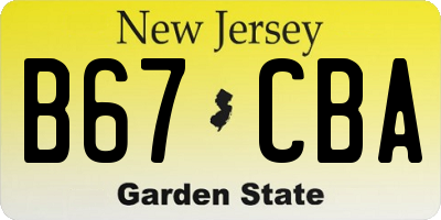 NJ license plate B67CBA