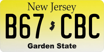 NJ license plate B67CBC