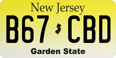 NJ license plate B67CBD