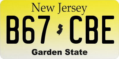 NJ license plate B67CBE