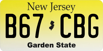 NJ license plate B67CBG