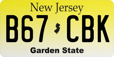 NJ license plate B67CBK