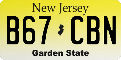 NJ license plate B67CBN