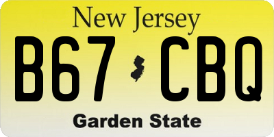 NJ license plate B67CBQ