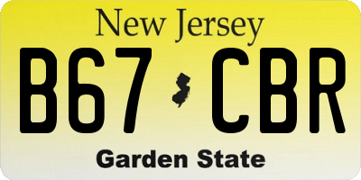 NJ license plate B67CBR