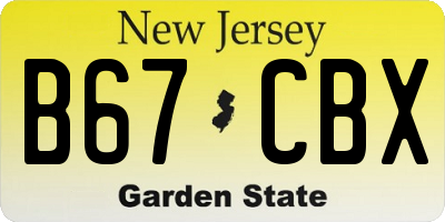 NJ license plate B67CBX