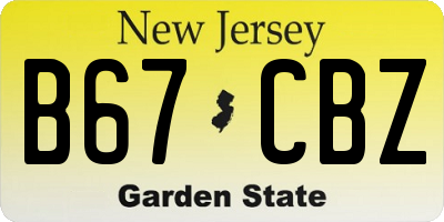 NJ license plate B67CBZ