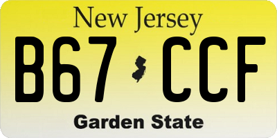 NJ license plate B67CCF