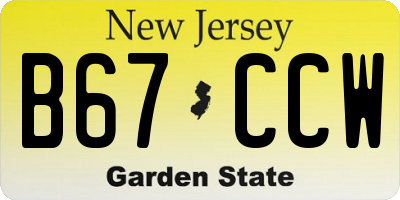 NJ license plate B67CCW