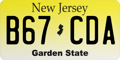 NJ license plate B67CDA