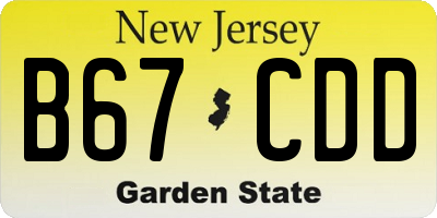NJ license plate B67CDD