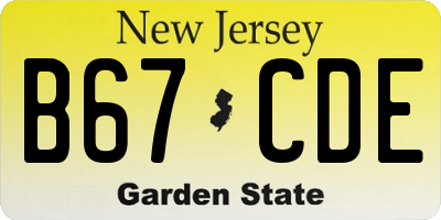 NJ license plate B67CDE