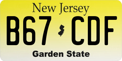NJ license plate B67CDF