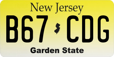 NJ license plate B67CDG