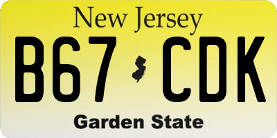 NJ license plate B67CDK