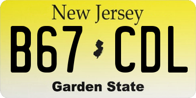 NJ license plate B67CDL