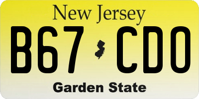 NJ license plate B67CDO