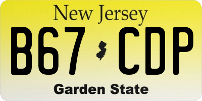 NJ license plate B67CDP