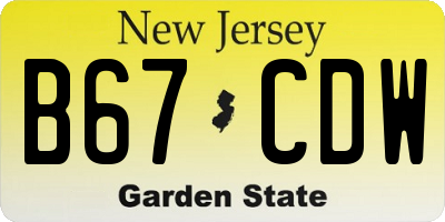 NJ license plate B67CDW