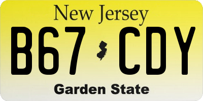 NJ license plate B67CDY