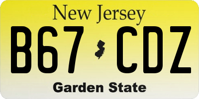 NJ license plate B67CDZ