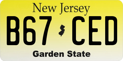 NJ license plate B67CED