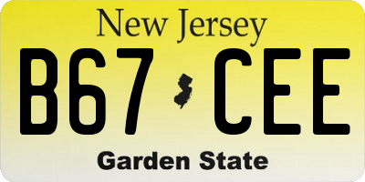 NJ license plate B67CEE