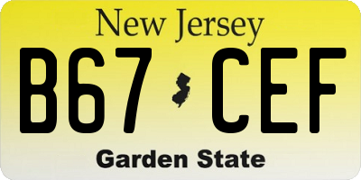 NJ license plate B67CEF