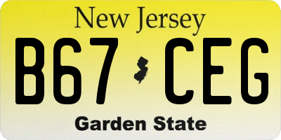 NJ license plate B67CEG