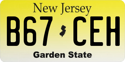 NJ license plate B67CEH