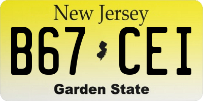 NJ license plate B67CEI