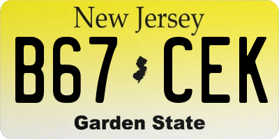 NJ license plate B67CEK
