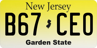 NJ license plate B67CEO